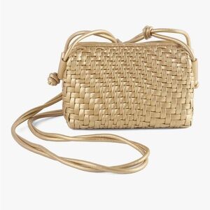 Woven Metallic Crossbody Bag in Gold